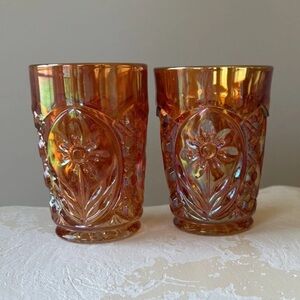 Elegant Floral Amber Glass Tumblers